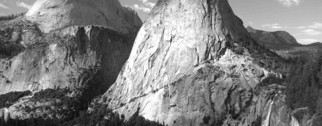 John Muir Trail, view of Nevada Fall, backside of Half Dome in the distance